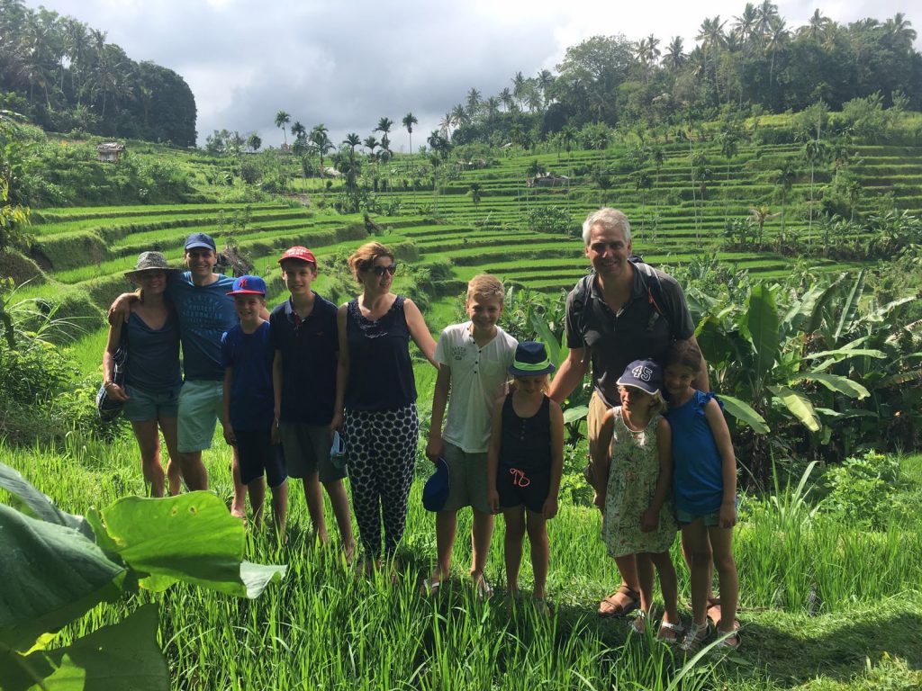 Family tracking in Tirtagangga ricefields