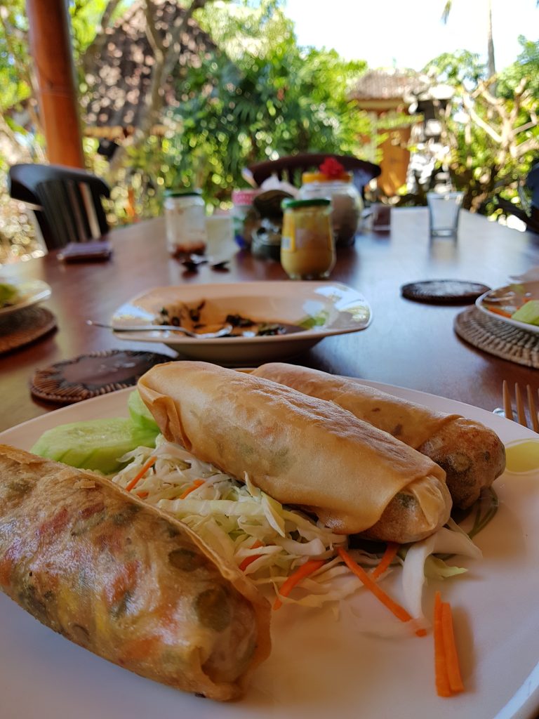 Freshly made lumpia at Villa Sinar Cinta